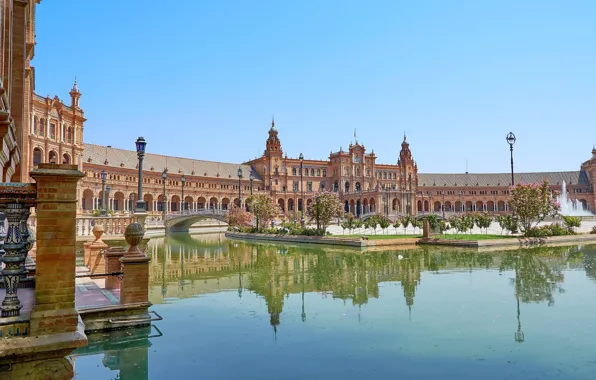 Water, the building, Spain, Parliament, Seville, Andalusia