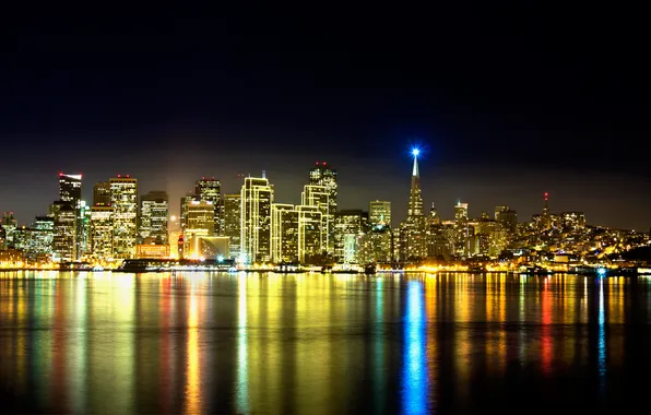 Night, lights, color, CA, USA, USA, San Francisco, California