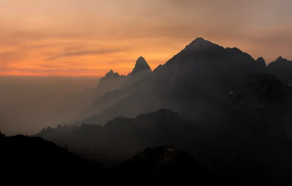 USA, United States, trees, nature, sunset, mountains, America, United States of America