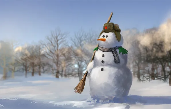 Picture winter, snowman, Winter Soldier, The winter soldier, Denis Loebner