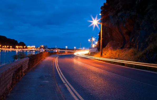 Picture the sky, lights, markup, trail, Road, lights