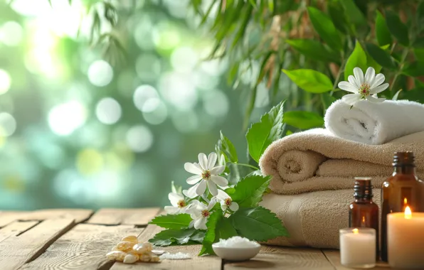 Flowers, candles, towels, AI art, neural network