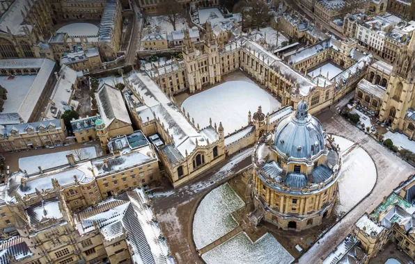 Picture winter, England, panorama, Oxford