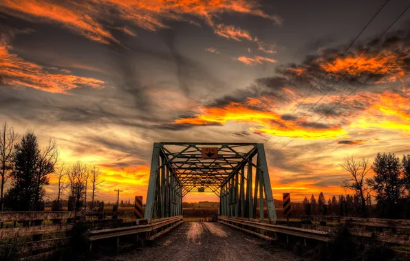 Landscape, night, bridge