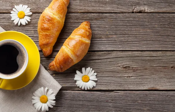 Cup, coffee, croissants, a Cup of coffee, growing