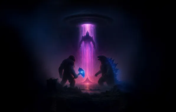 Poster, Godzilla, Kong, fantastikua, Godzilla x Kong: Supernova