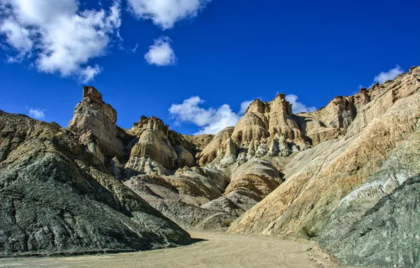 The sky, clouds, mountains