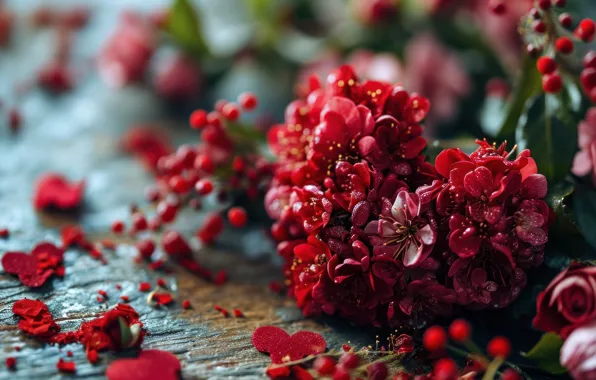 Flowers, holiday, heart, heart, Valentine's Day, AI art, neural network