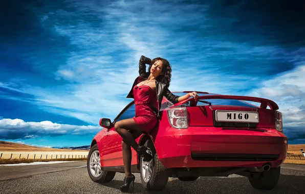 Road, machine, girl, car, celica