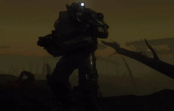 Picture background, darkness, devastation, armor, Fallout 4