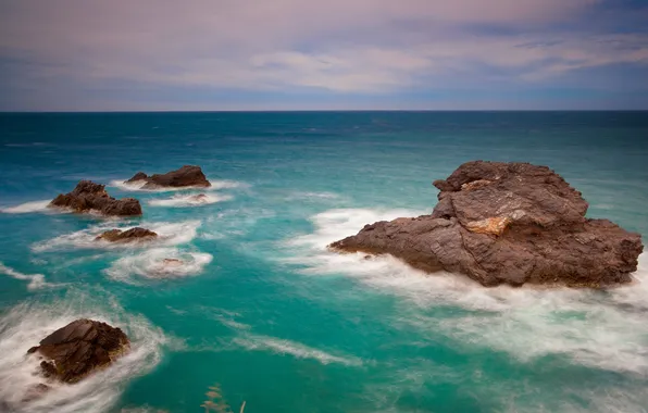 Sea, the sky, clouds, stones, rocks