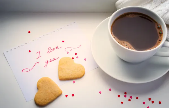Heart, coffee, Cup, love, heart, beans, coffee