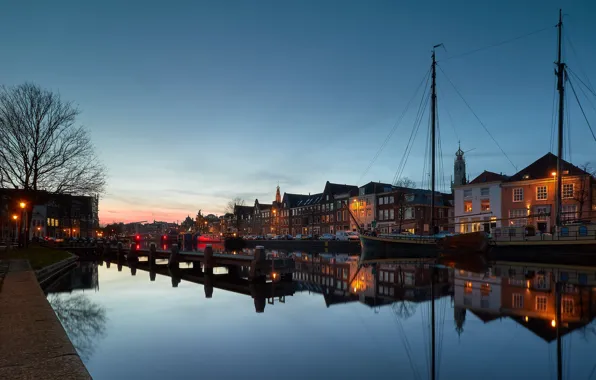 Picture lights, the evening, Netherlands, Holland, Haarlem