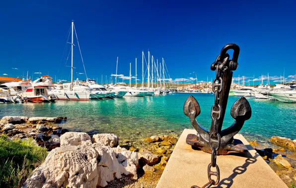 Sea, Croatia, Adriatica, anchor, Jadran, the island of Gvar, city quays