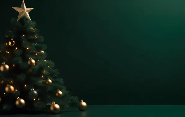 Picture balls, new year, Christmas, herringbone, green background, AI art, neural network