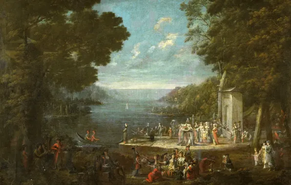 Picture landscape, oil, picture, canvas, Jean-baht van Moore could, Women at the Picnic in Unkar Iskelesi …