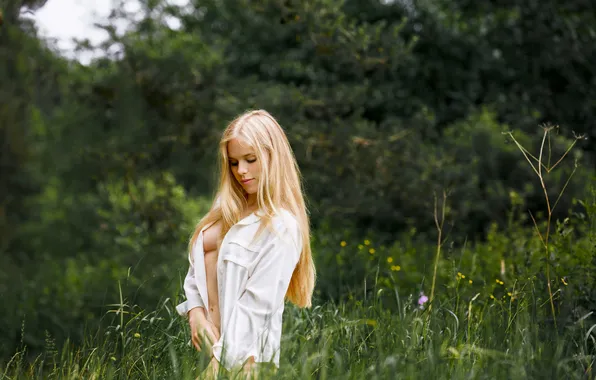 Girl, Nature, Grass, Beautiful, Beauty, Summer, Field, Forest