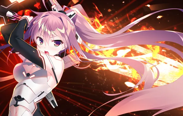 Picture girl, flame, sword, games, anime, art, The World’s End Fallen Star