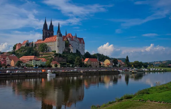 Picture river, castle, building, home, Germany, promenade, Germany, Saxony