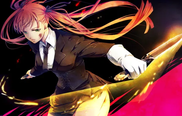 Picture look, girl, magic, knife, school uniform, art, the arcane family, Felicita