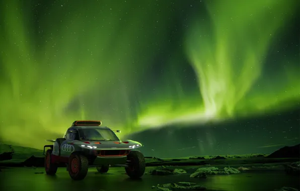 Audi, Northern lights, Northern lights, Audi RS Q e-tron, Virtual world tour, Virtual World Tour