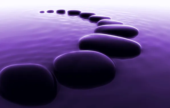 Sea, purple, stones, track