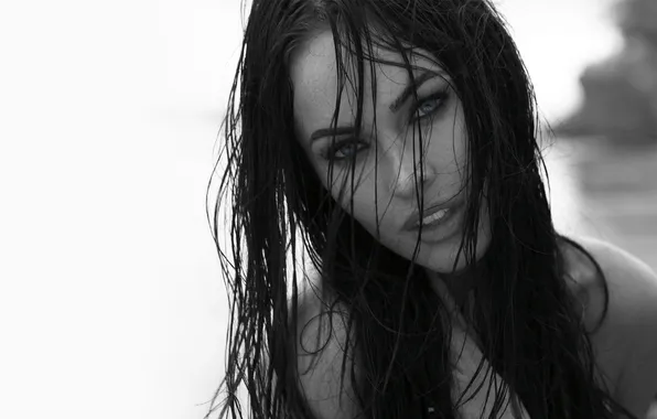 Megan Fox, model, American actress, b/W photo