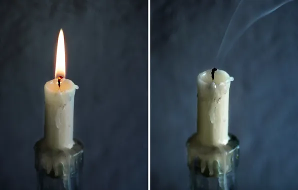 Fire, candle, candlestick, Whiff