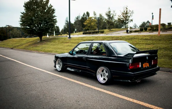 Picture road, black, tuning, BMW, BMW, black, tuning, E30