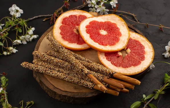 Sticks, candy, grapefruit, slices, Oriental sweets, they will leave