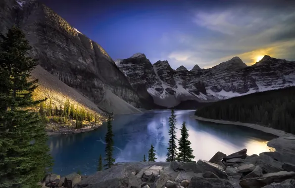 Picture forest, landscape, mountains, lake, Alberta, Canada, Lake