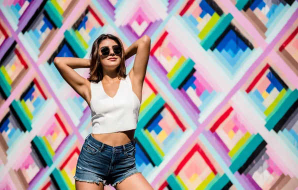 Summer, face, pose, model, hair, shorts, figure, beauty