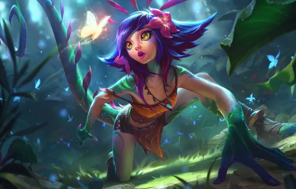 Picture Curious Chameleon, art, girl, League of Legends, neeko