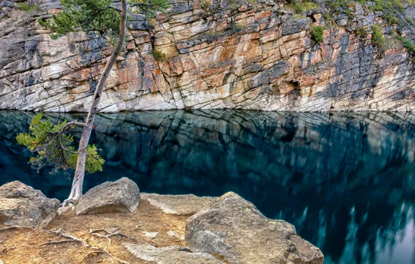 Water, trees, nature, lake, rocks