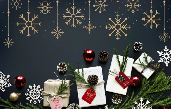 Picture snowflakes, background, holiday, gift, toy, new year