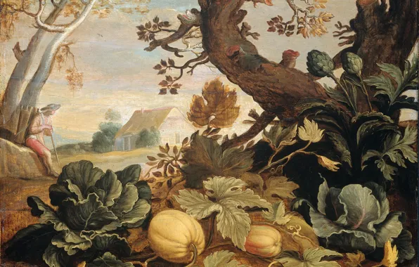 Picture oil, picture, Abraham Bloemaert, Abraham Bloemaert, Landscape with Vegetables and Fruits in the Foreground, 1651