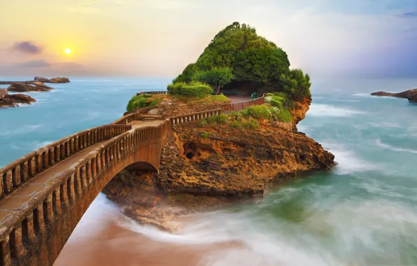 Bridge, rock, France, Biarritz