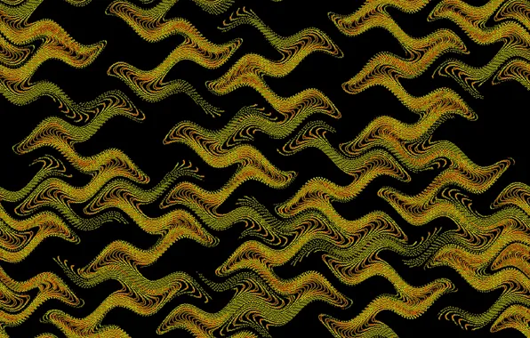Picture graphics, black background, yellow patterns