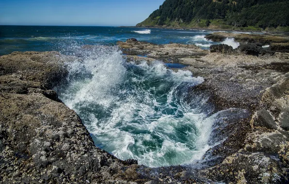 Sea, wave, beach, stones, rocks, shore, surf