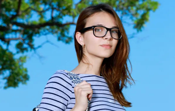 Look, glasses, brown hair, Olga Rich