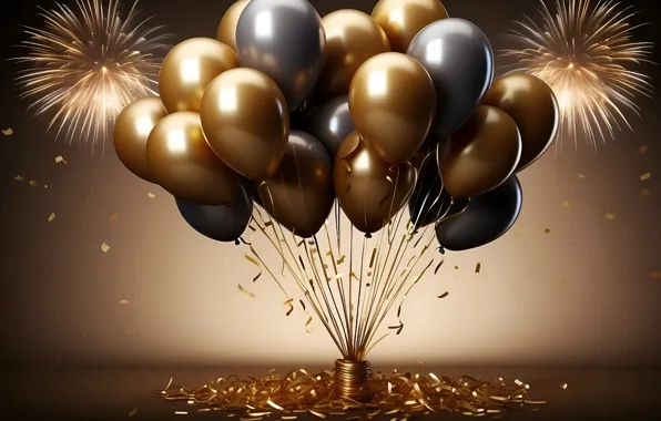 Balls, balloons, holiday, balls, Shine, salute, blue, Christmas
