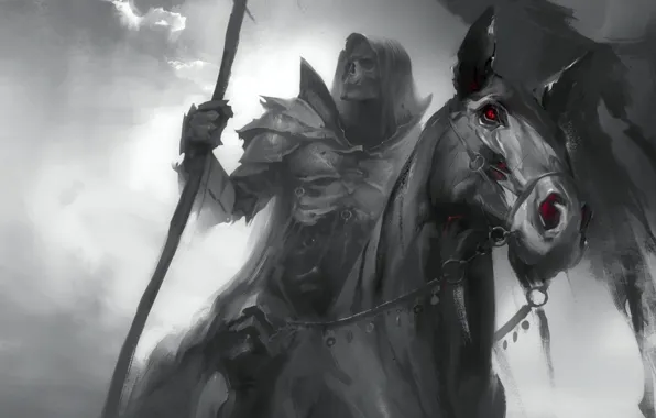 Fear, Death, red eyes, horseman of the Apocalypse, black horse, the black knight, Sawan, Dark …