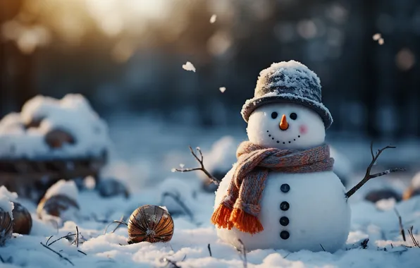 Picture winter, snow, Christmas, New year, snowman, Christmas, winter, snow