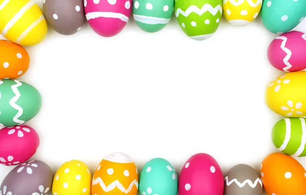 Frame, colorful, Easter, spring, Easter, eggs, decoration, Happy