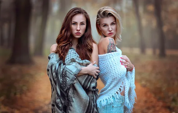 Autumn, two girls, Sisters, Katie Sendza