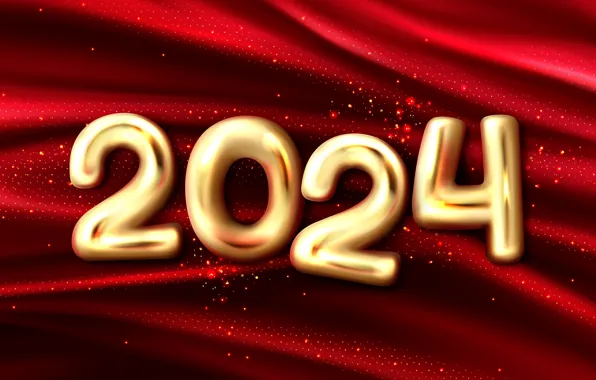 Figures, New year, date, composition, 2024, New Year 2024