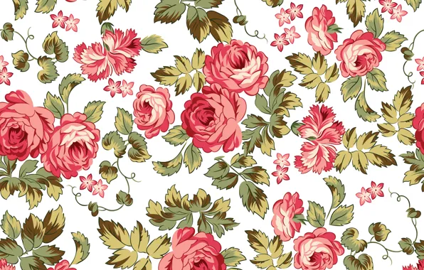 Flowers, retro, background, pattern, roses, texture, pattern, seamless