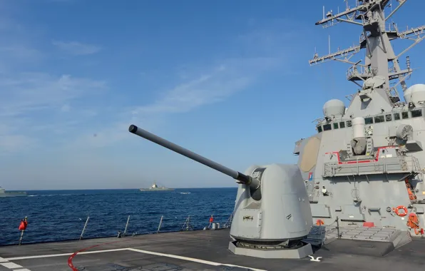 Wallpaper, gun, sky, military, weapon, cloud, warship, ship