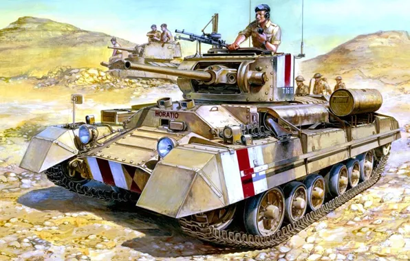Picture figure, art, Valentine, British infantry tank, MK.III