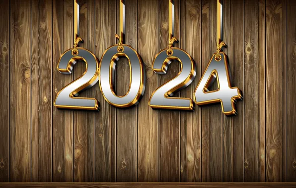 Background, New Year, figures, golden, new year, happy, wood, background